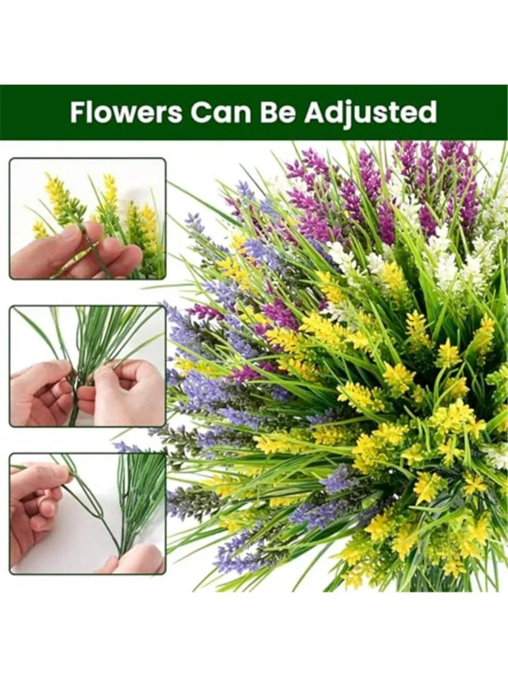 Artificial Lavender Flowers UV Resistant Fake Outdoor Plants Decor 20 Bundles